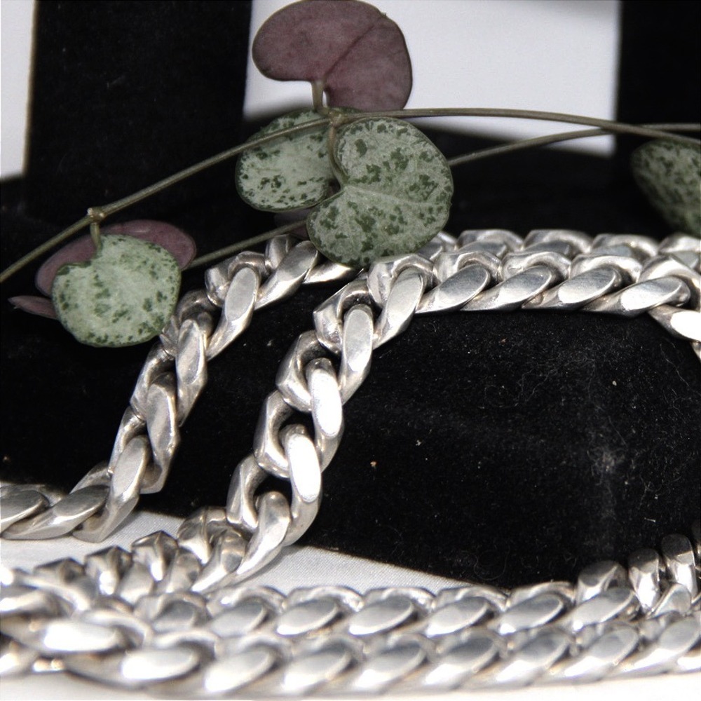 HEAVY Sterling Silver 220g Brutalist Curb Chain Necklace 26 Inch 10.8mm 925 SP